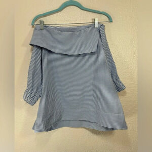 Finley Skipper Striped Nautical Poplin Top Women’s Medium Lightweight Chic